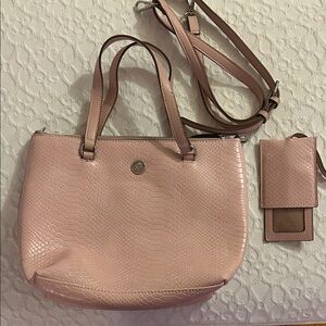Anne Klein Elegant Pink Faux Snake Pocketbook